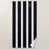 Serviette De Plage large mode noir & blanc rayures monogrammed (Devant)