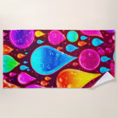 Serviette De Plage L'art de Neon Raindrops (Devant)