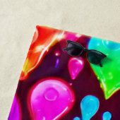 Serviette De Plage L'art de Neon Raindrops (En situation)