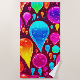 Serviette De Plage L'art de Neon Raindrops