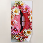 Serviette De Plage L'art des lèvres florales (Devant)