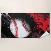 Serviette De Plage L'art d'impact de baseball – Conception d'éclabous (Devant)