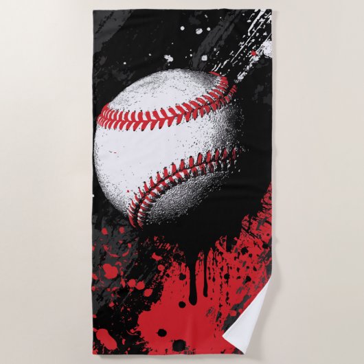 Serviette De Plage L'art d'impact de baseball – Conception d'éclabous (Devant)