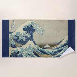 Serviette De Plage L'art japonais vintage, la grande vague de Hokusai