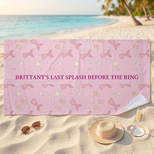 Serviette De Plage Last Splash Mermaid Bachelorette Personalized