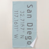 Serviette De Plage Latitude de San Diego Longitude (Devant)