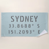 Serviette De Plage Latitude et longitude de Sydney (Devant)
