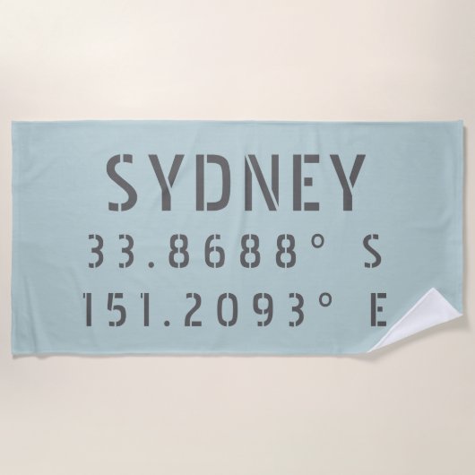 Serviette De Plage Latitude et longitude de Sydney (Devant)