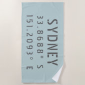 Serviette De Plage Latitude et longitude de Sydney (Devant)