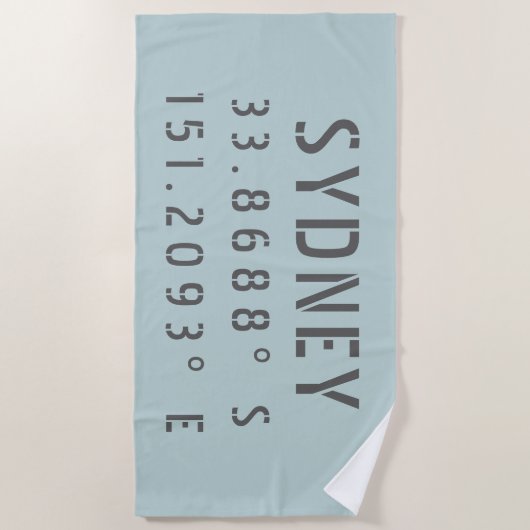 Serviette De Plage Latitude et longitude de Sydney (Devant)