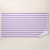 Serviette De Plage Lavande et bandes blanches (Devant)