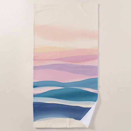 Serviette De Plage Lavande Tide Fluide Abstrait Côtier (Devant)