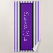 Serviette De Plage Lavande violet blanc rayures été amusant (Devant)