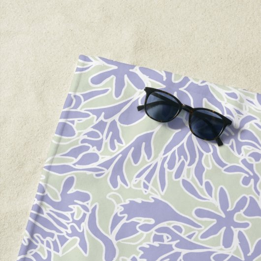 Serviette De Plage Lavender Agapanthus Flower Sage Green (En situation)