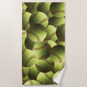 Serviette De Plage Le base-ball jaune a couvert Multiball