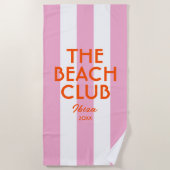 Serviette De Plage Le Beach Club Ibiza Pink Cabana Stripe (Devant)