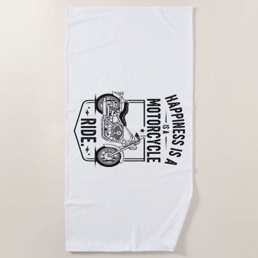 Serviette De Plage Le bonheur est une course de moto.jpg (Devant)