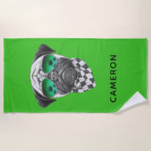 Serviette De Plage Le carlin | de Miami ajoutent votre nom (Devant)