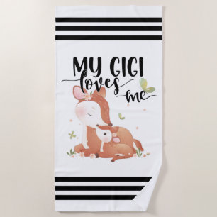 Serviette De Plage Le cerf de bois Doe et le bébé Fawn Mon Gigi m'aim