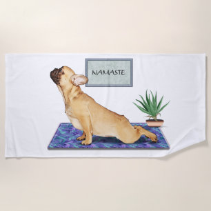 Serviette De Plage Le Chien à la française en train de faire du yoga 