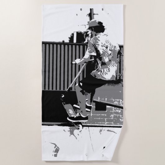 Serviette De Plage Le décollage - Stunt Scooter Trick (Devant)