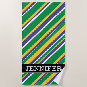 Serviette De Plage Le drapeau du Brésil a inspiré le motif coloré de