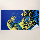 Serviette De Plage Le Grand Hokusai Wave de Blue Yellow (Devant)