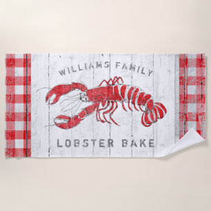Serviette De Plage Le homard font le nom de famille décoré d'un