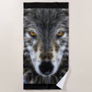 Serviette De Plage Le loup sauvage observe le décor dessus