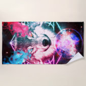 Serviette De Plage Le loup spatial mystique (Devant)