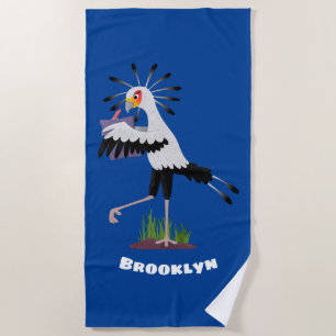 Serviette De Plage Le mignon secrétaire oiseau écrire des notes dessi