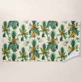 Serviette De Plage Le Motif blanc Lotus Pineapple Paradise (Devant)