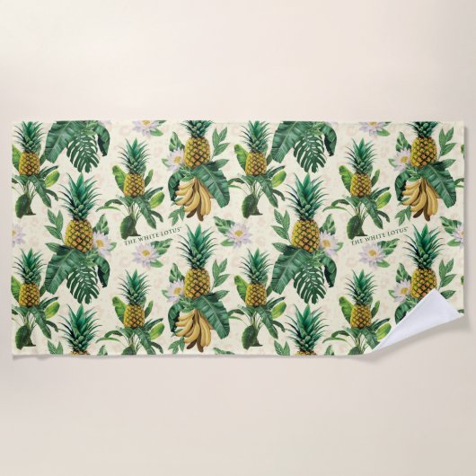 Serviette De Plage Le Motif blanc Lotus Pineapple Paradise (Devant)