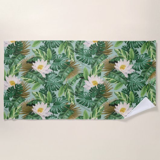 Serviette De Plage Le Motif blanc Lotus Tropical Canopy (Devant)