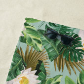 Serviette De Plage Le Motif blanc Lotus Tropical Canopy (En situation)