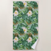 Serviette De Plage Le Motif blanc Lotus Tropical Canopy (Devant)