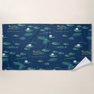 Serviette De Plage Le Motif de la lagune du Lotus Alligator blanc