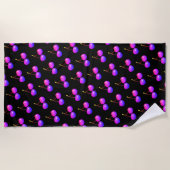 Serviette De Plage Le néon rose pourpre éclaire les cerises douces (Devant)