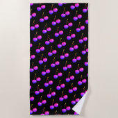 Serviette De Plage Le néon rose pourpre éclaire les cerises douces (Devant)