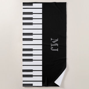 Serviette De Plage Le piano verrouille DÉCORÉ D'UN MONOGRAMME chic de