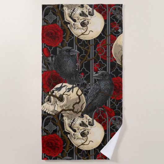 Serviette De Plage Le secret de Raven. Illustration gothique sombre e (Devant)