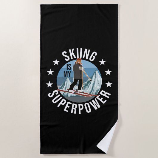Serviette De Plage Le Ski Est Ma Superpuissance (Devant)