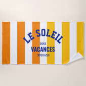 Serviette De Plage Le Soleil Vacances Côte d'Azur Cabana Stripe (Devant)
