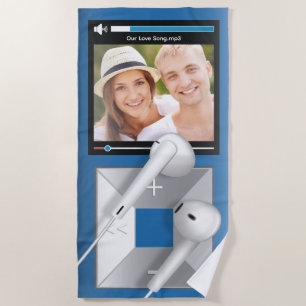 Serviette De Plage Lecteur MP3 avec photo et chanson personnalisées