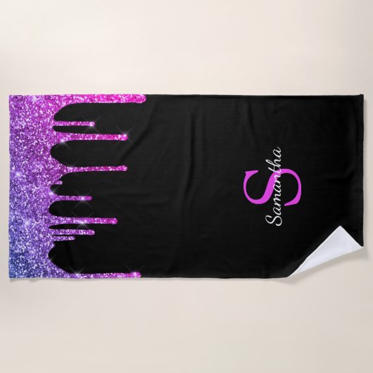 Serviette De Plage Lecteurs de Parties scintillant bleu violet rose N (Devant)
