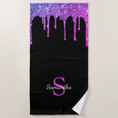 Serviette De Plage Lecteurs de Parties scintillant bleu violet rose N (Devant)
