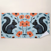 Serviette De Plage L'écureuil fleur de printemps Art (Devant)