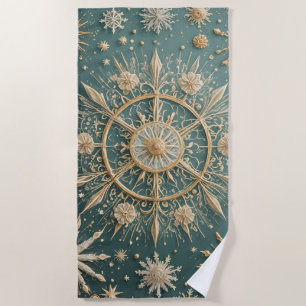 Serviette De Plage L'Embrace d'or d'hiver : une Serenade de flocon de