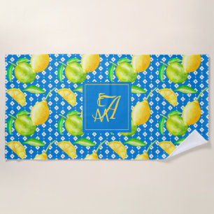 Serviette De Plage Lemon Tree Ocean Blue MONOGRAM