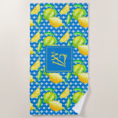 Serviette De Plage Lemon Tree Ocean Blue MONOGRAM (Devant)